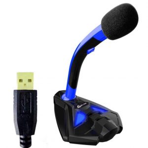 KLIM Desktop USB Microphone Stand for Computer Laptop PC and PS4 Gaming Mic (Blue)